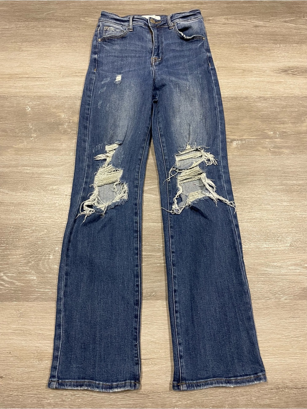 Risen Los Angeles RDP5027 Distressed High Rise Flare Jeans Size 3 Waist 26
